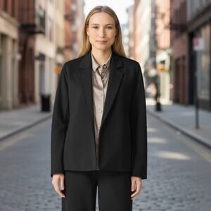 Eileen Fisher Women's Washable Flex Ponte Notch Collar Blazer Black Size XL NWT